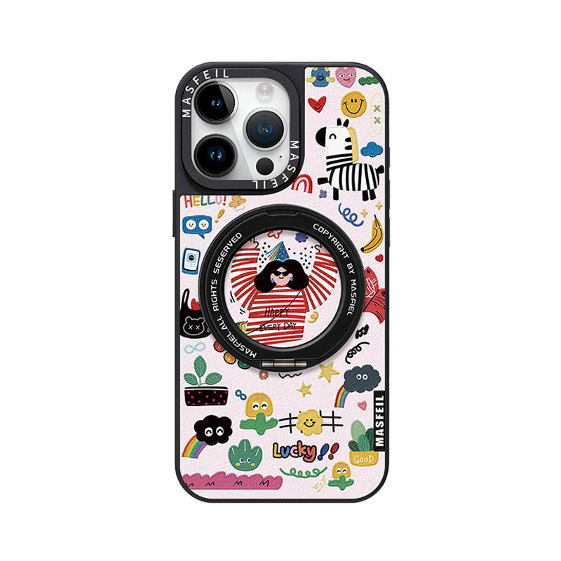 Enjoy Happy Girl 360° Rotatable Ring iPhone Case